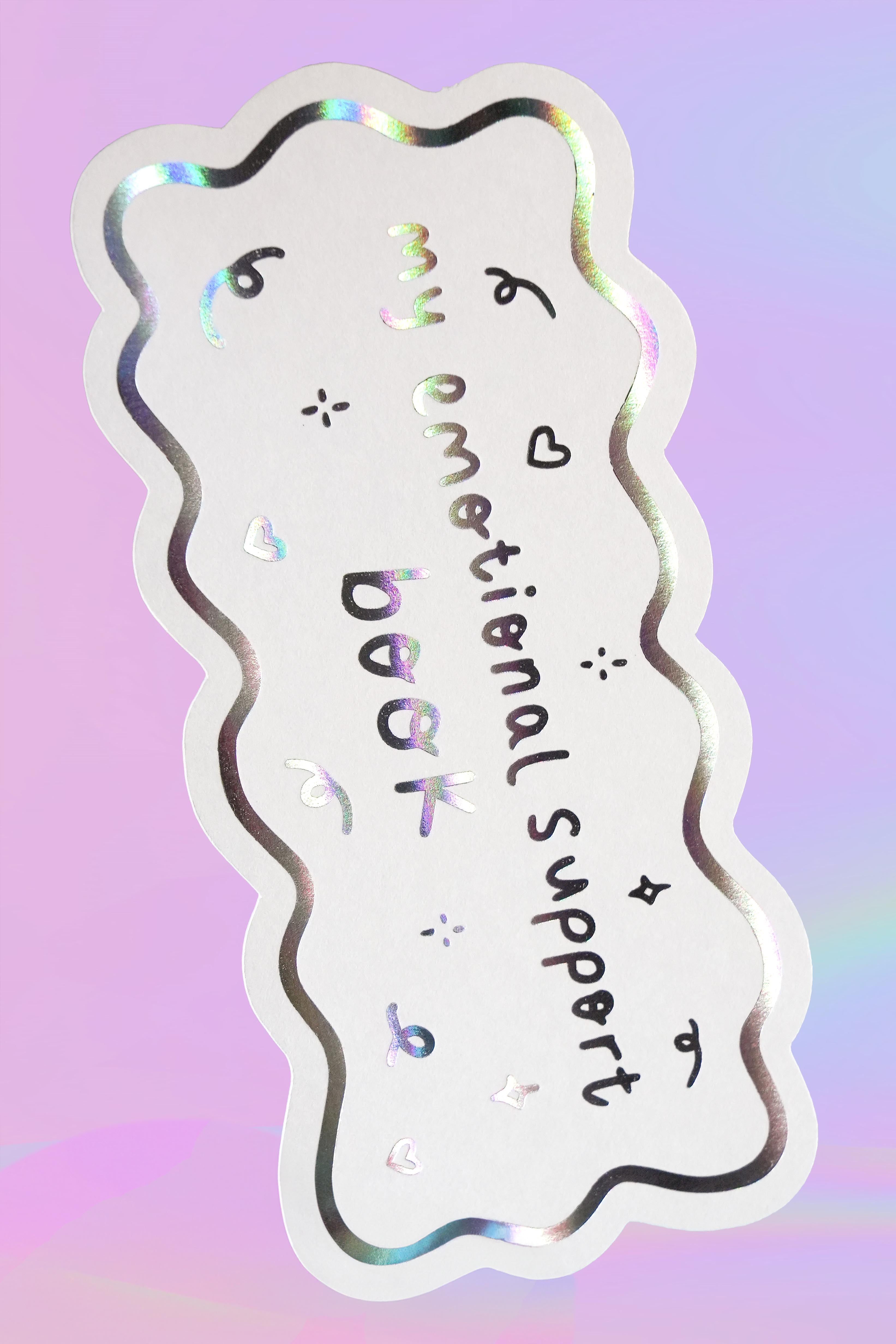 Holographic Emotional Support Book Bookmark (Cream)