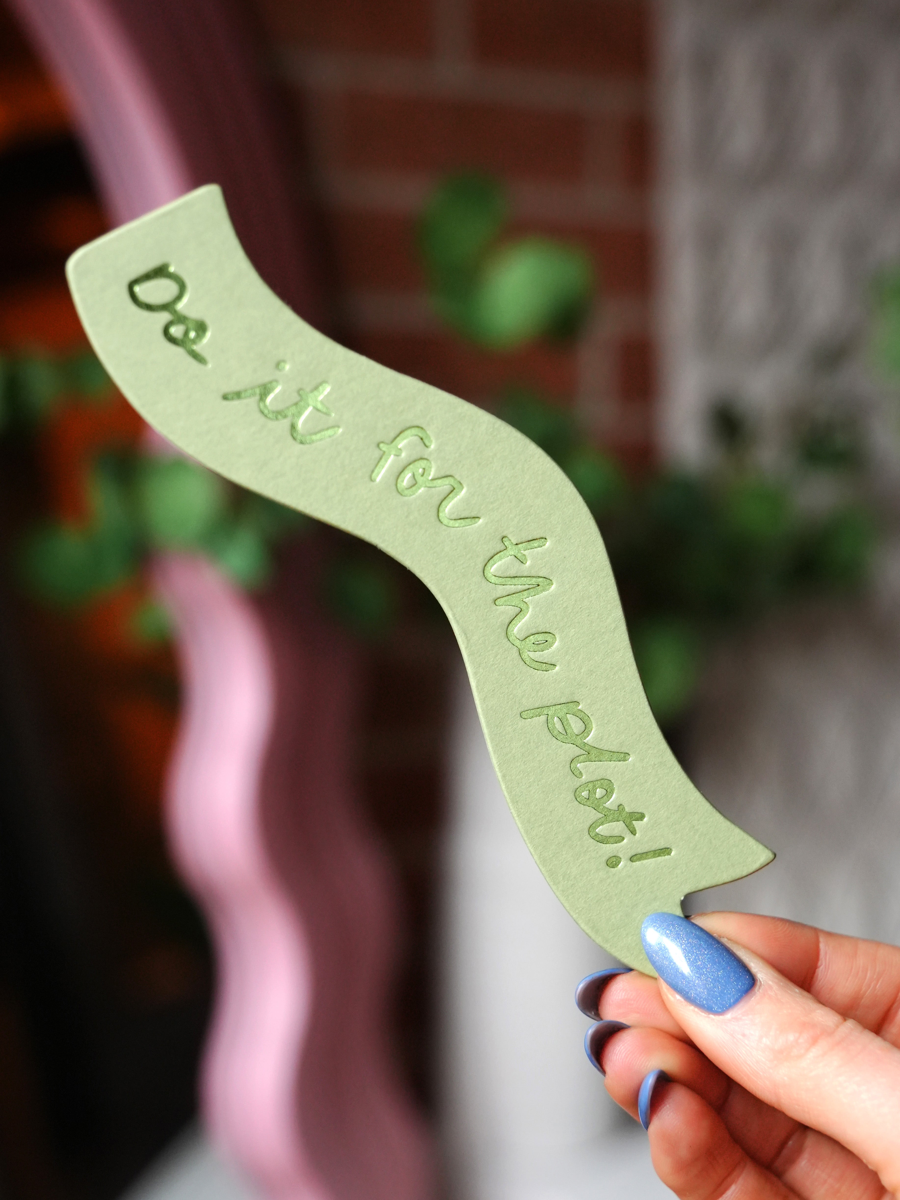 Do It For The Plot Ribbon Bookmark (Sage Green)