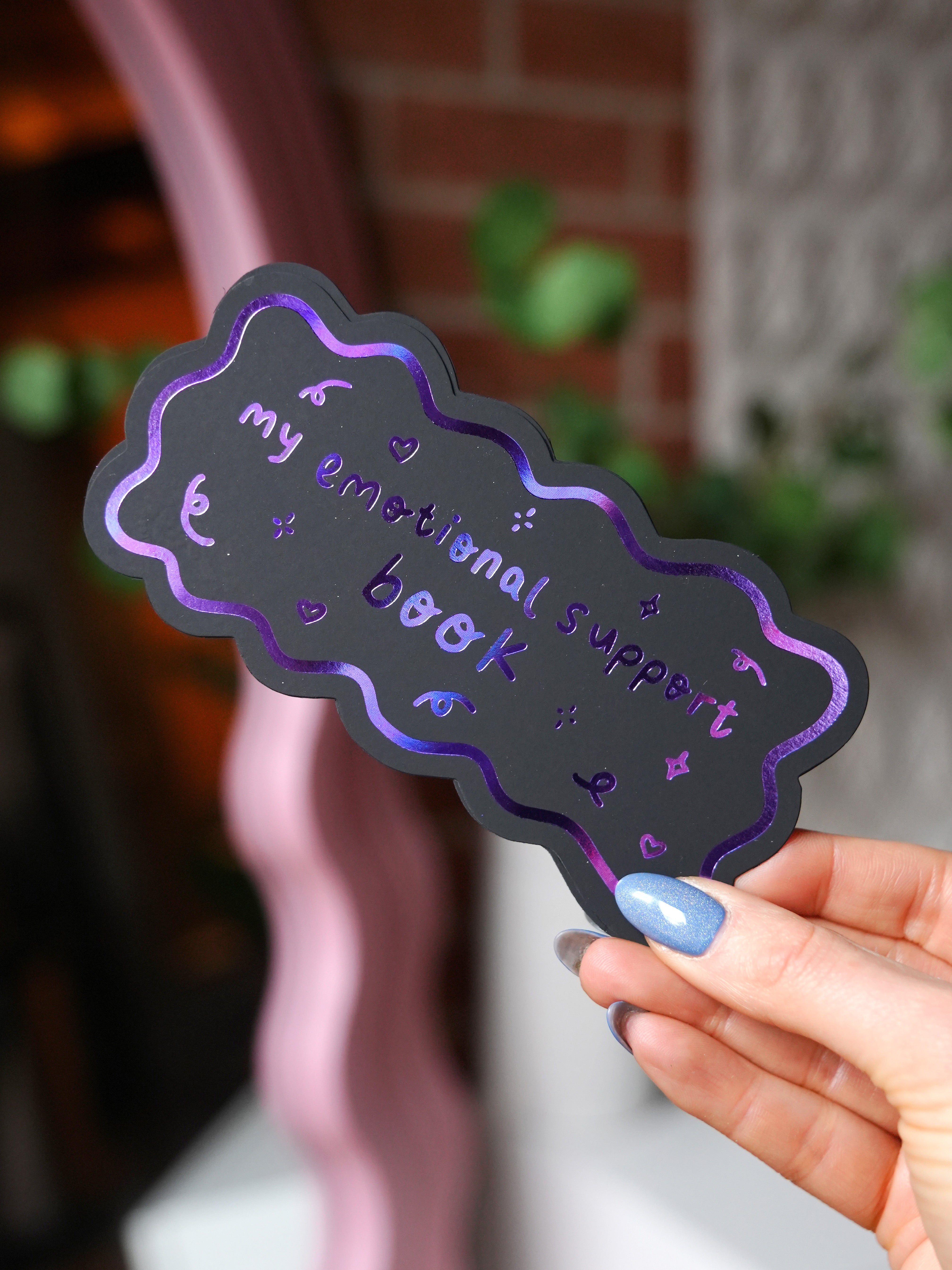 Emotional Support Book Foiled Bookmark (Purple/Blue Foil)