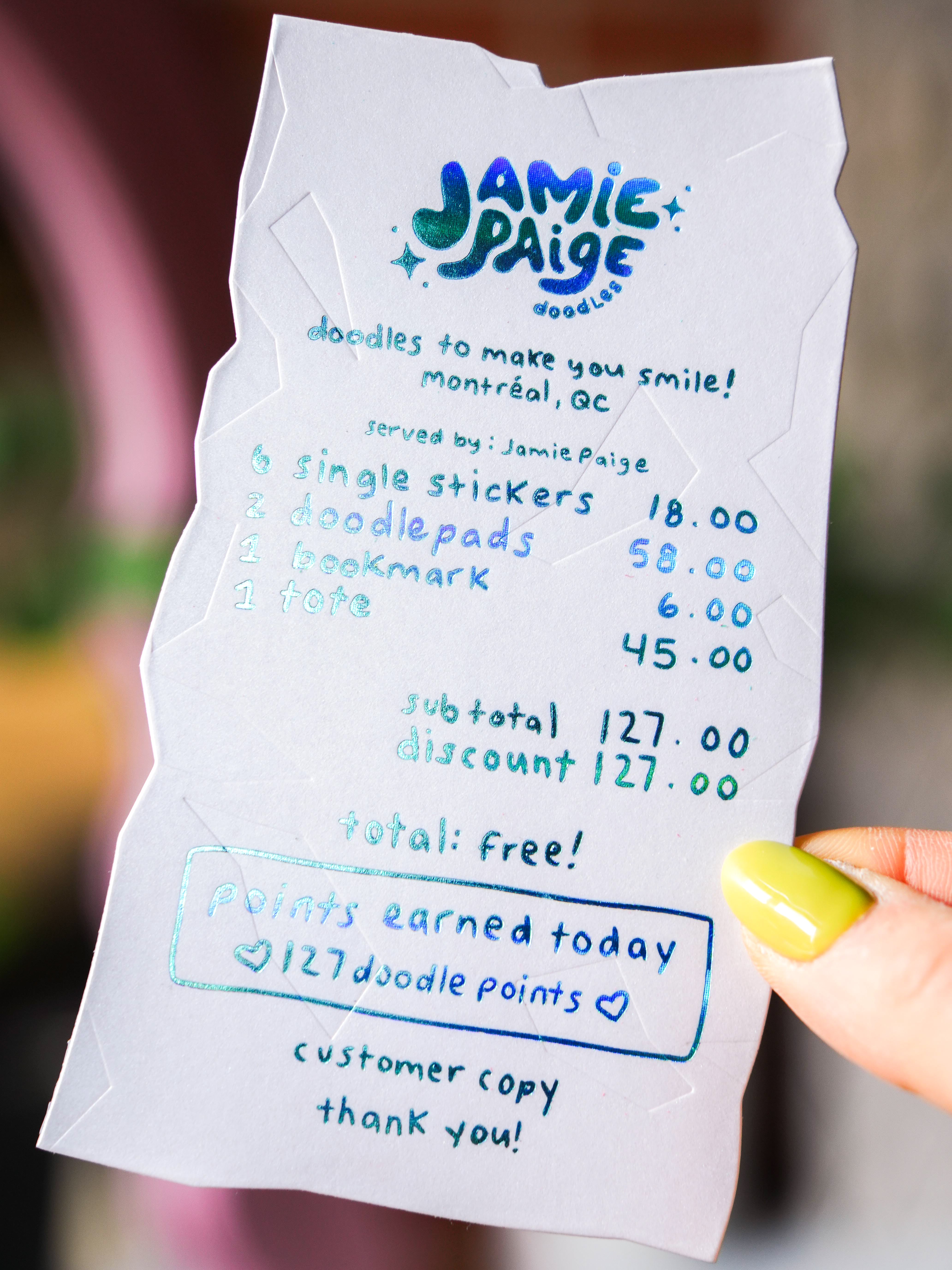 Crumpled Receipt Letterpress Bookmark (Green/Blue Holographic)