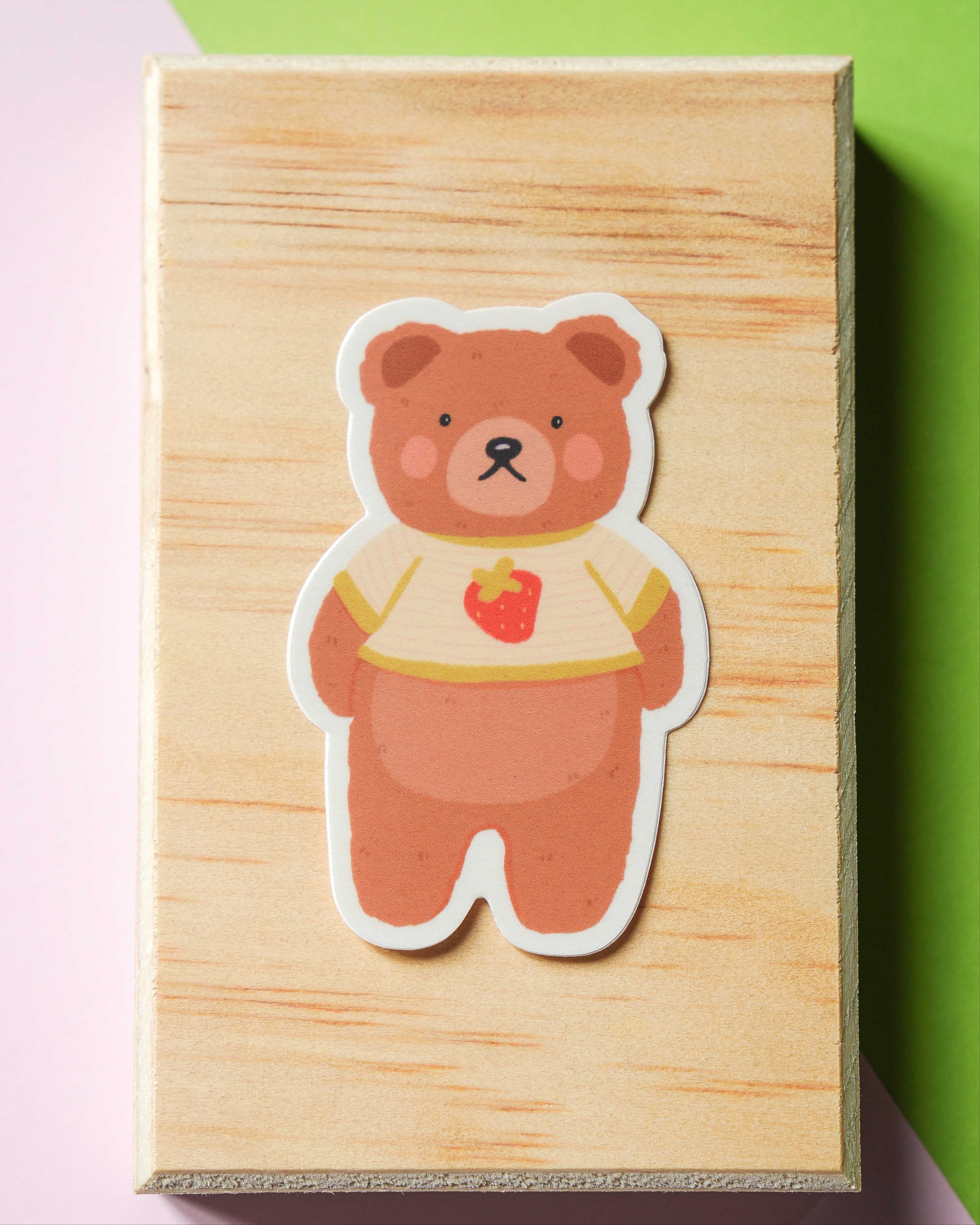 Strawberry Teddy Single Sticker