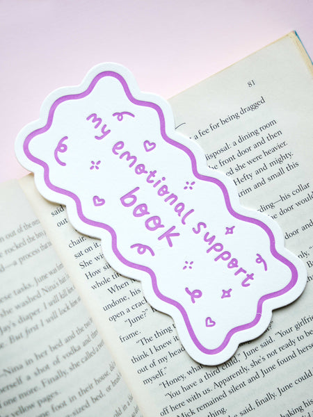 Letterpress Emotional Support Book Bookmark (Grape)