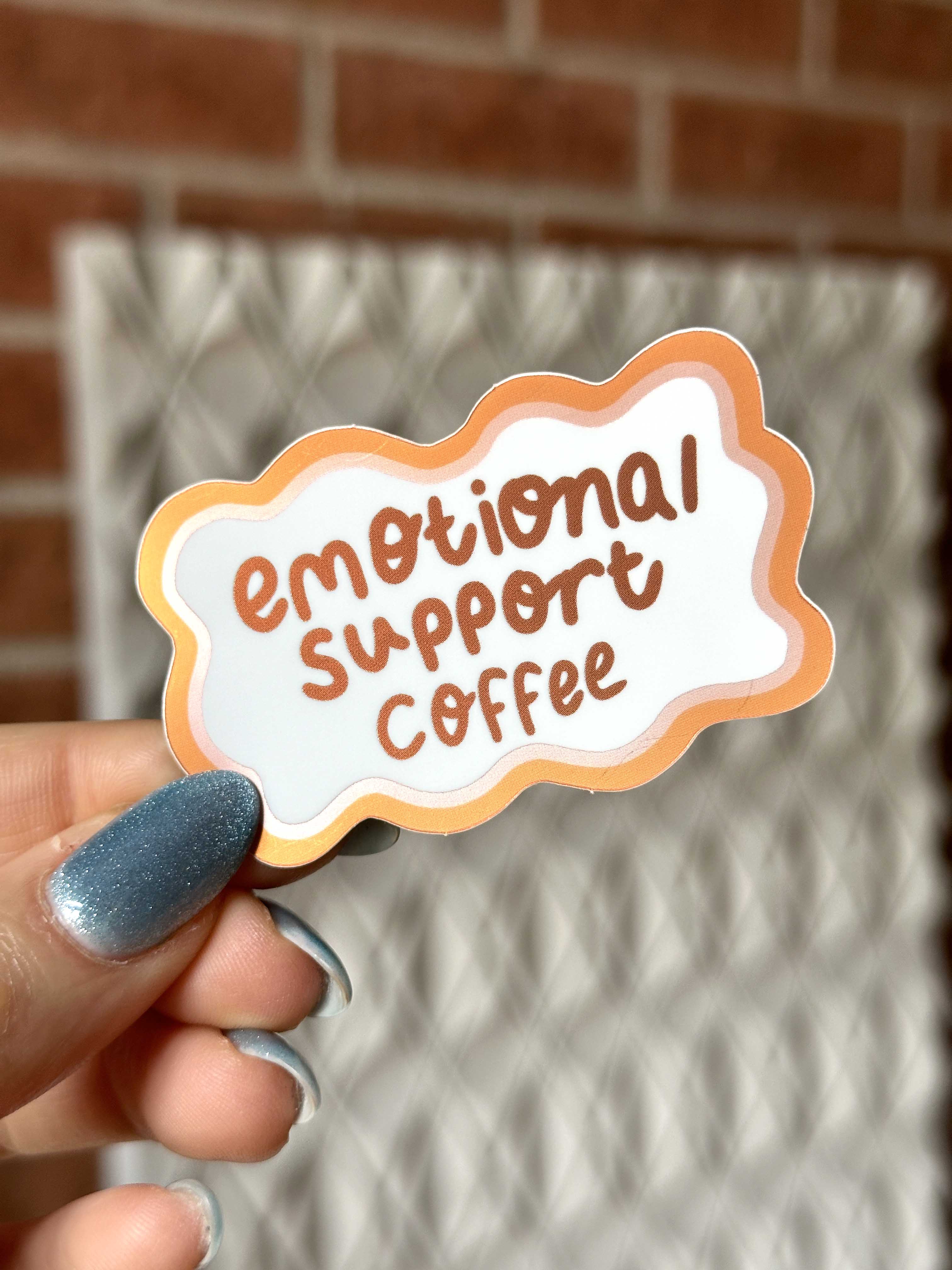 Imperfect Metallic Emotional Support Coffee Sticker