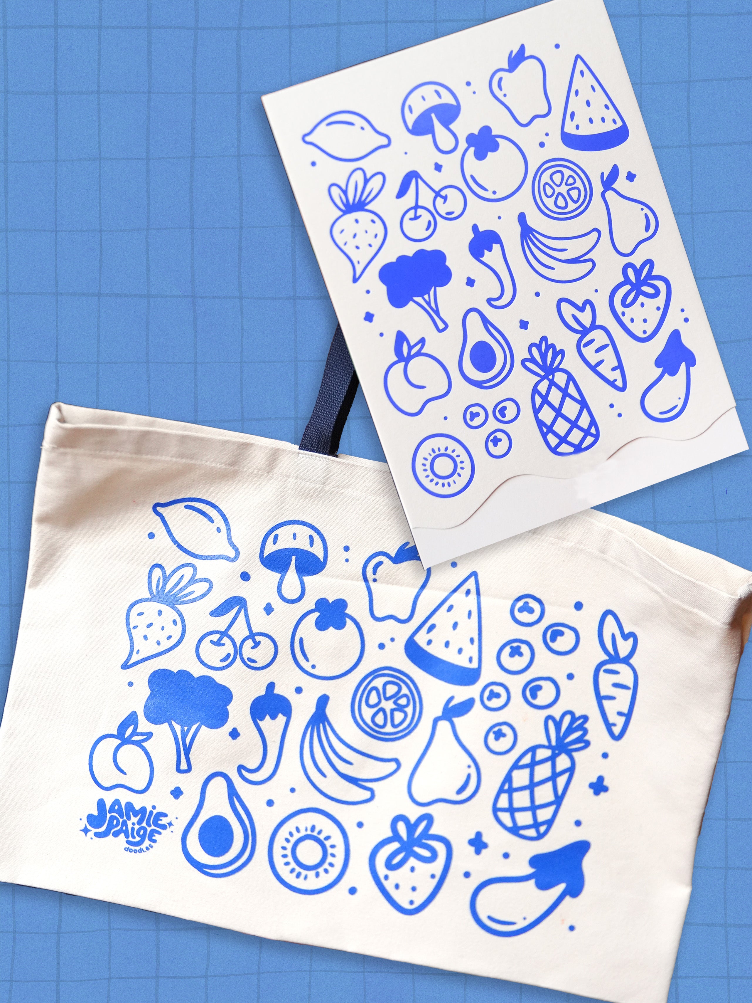 Blue Grocery Bundle (Tote and Doodlepad)