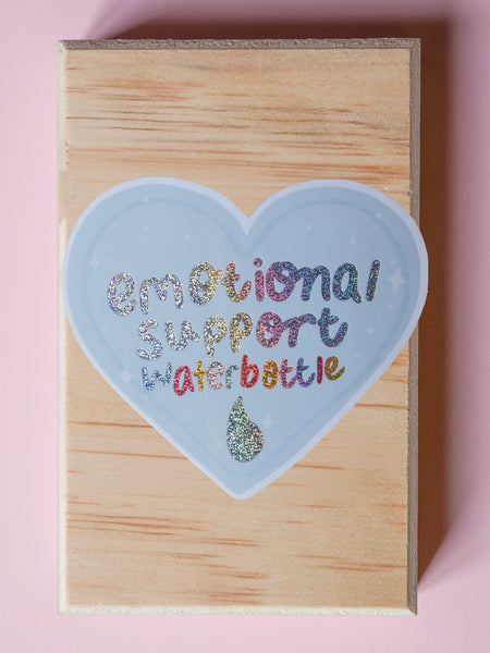 Glittery Emotional Support Water Bottle Single Sticker