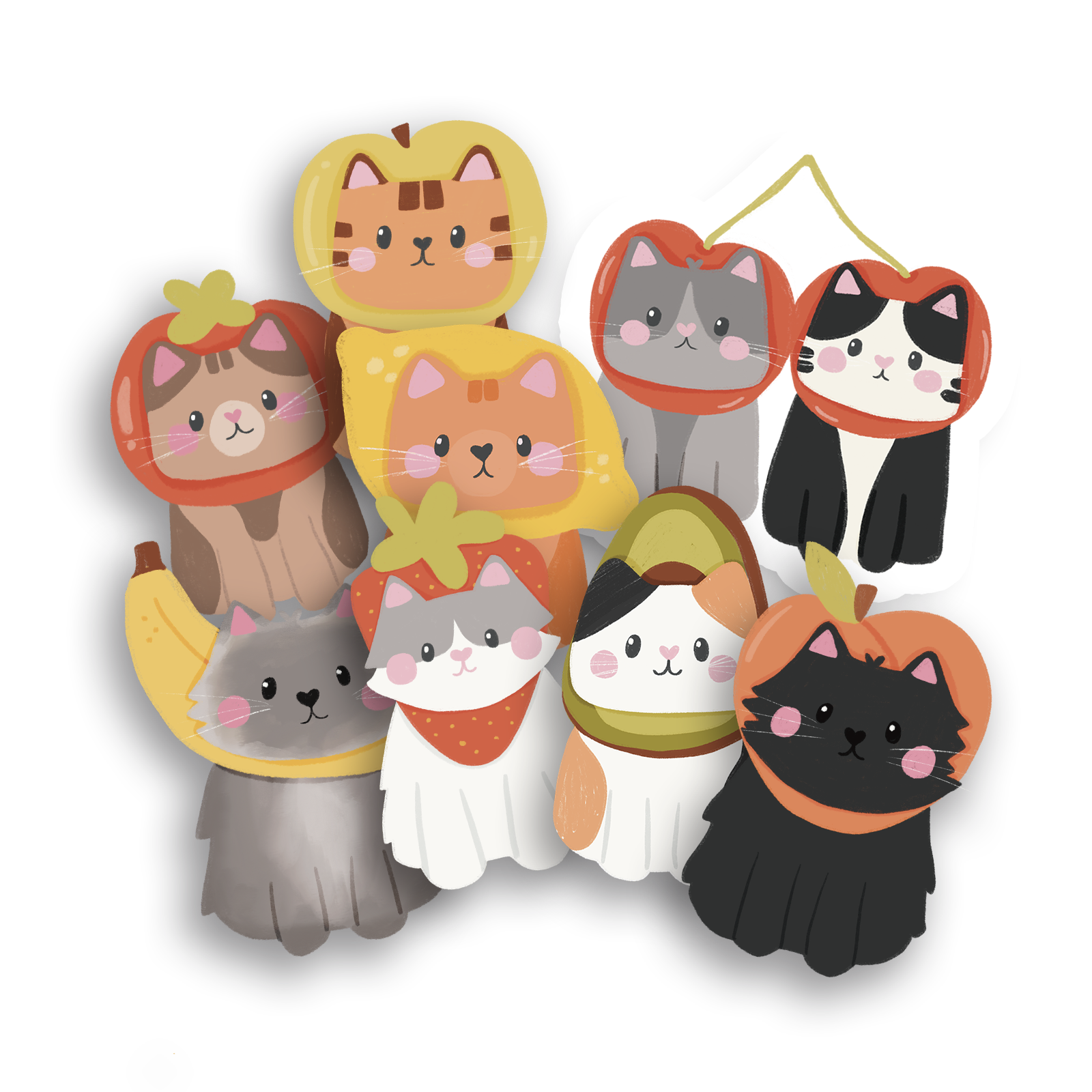 Fruity Cats Single Stickers (Set of 8)