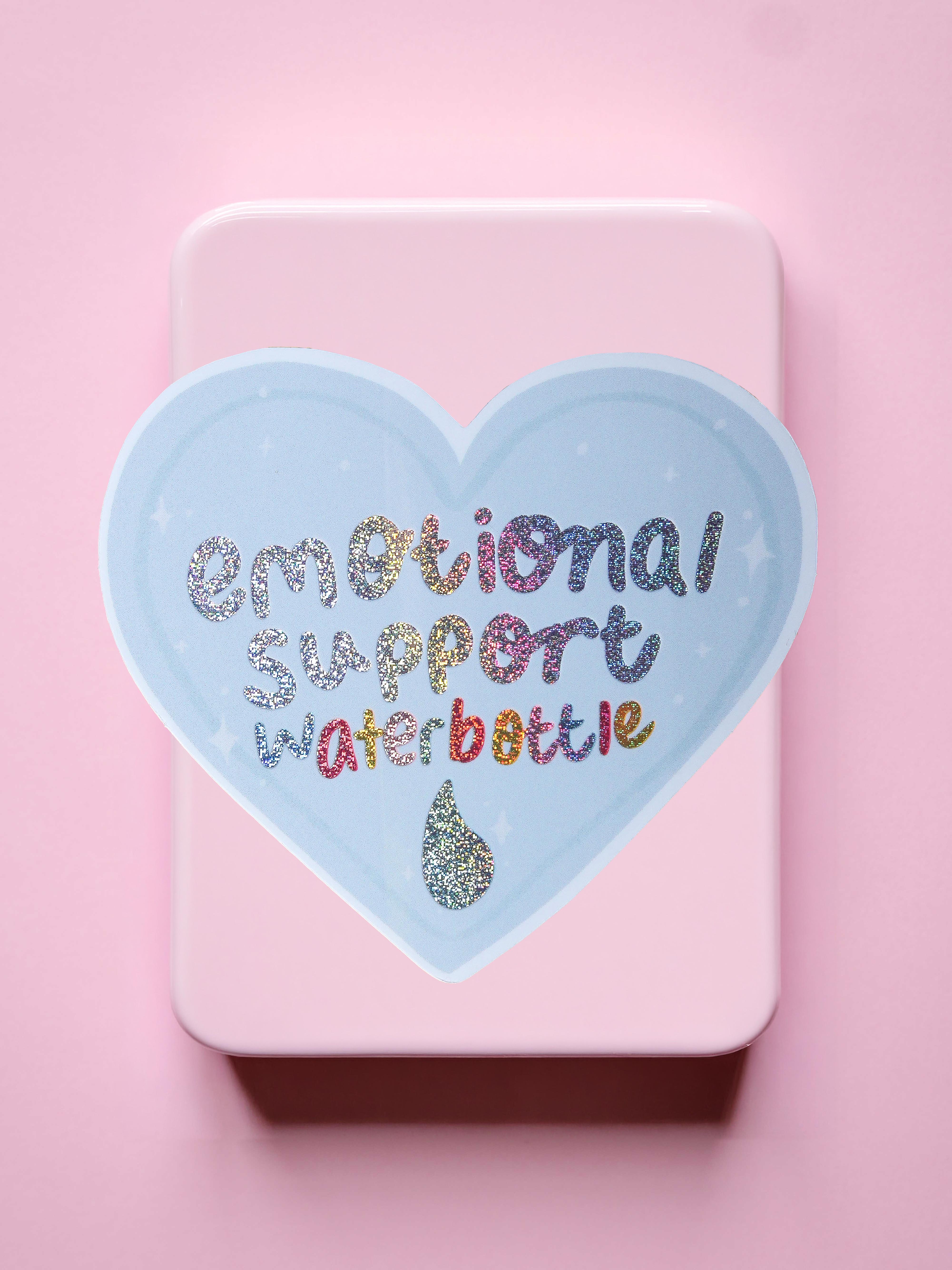 Glittery Emotional Support Water Bottle Single Sticker