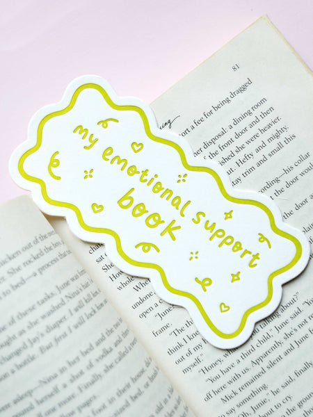 Letterpress Emotional Support Book Bookmark (Lime)