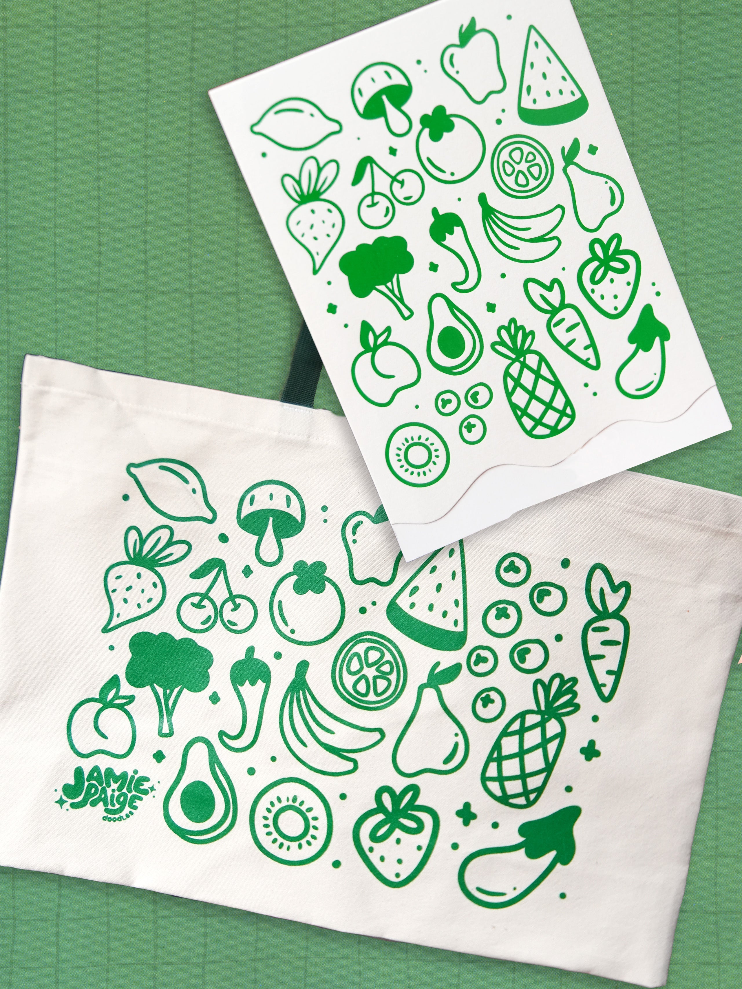 Green Grocery Bundle (Tote and Doodlepad)