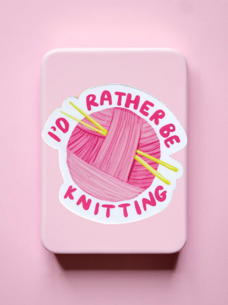 I'd Rather Be Knitting Single Sticker