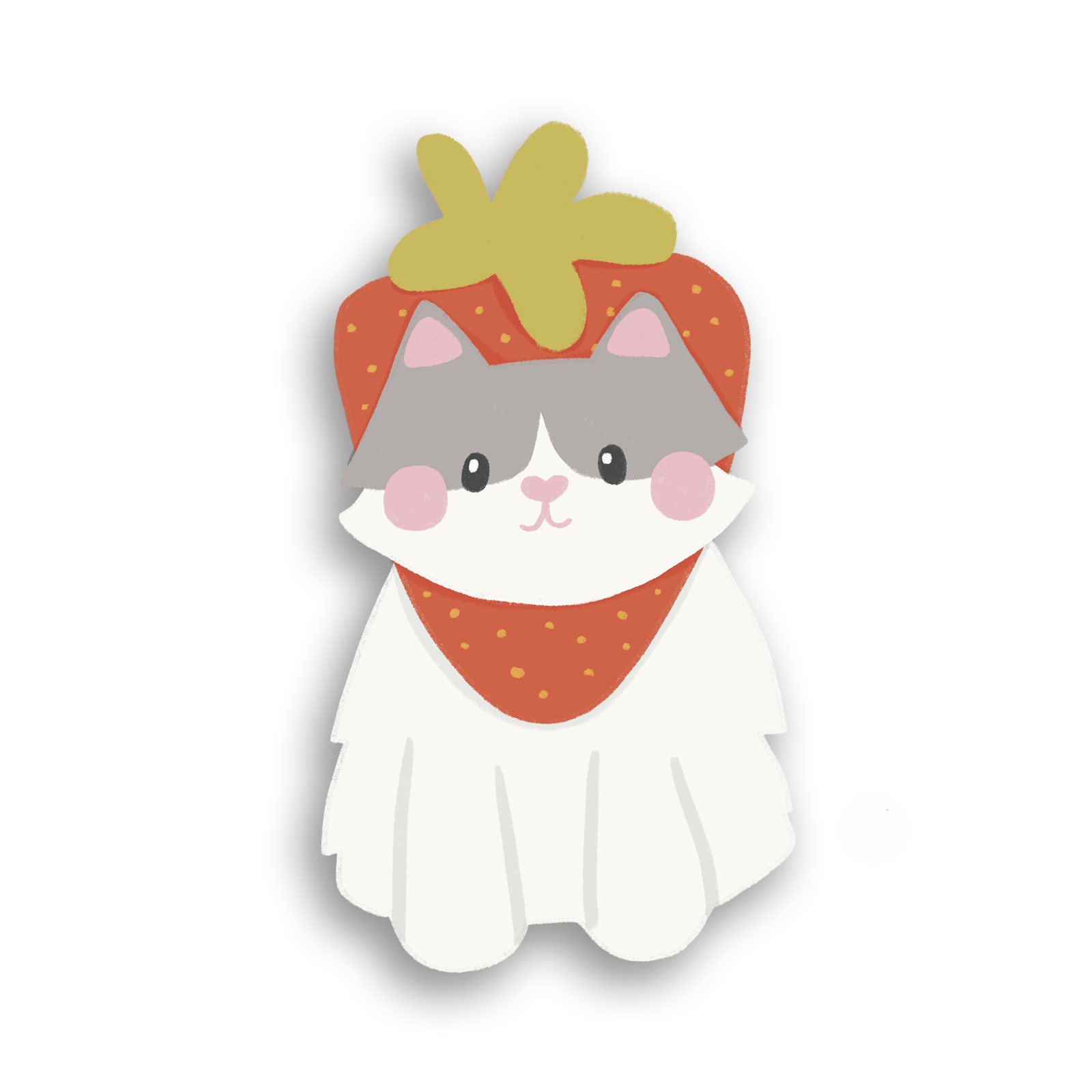 Strawberry Cat Single Sticker