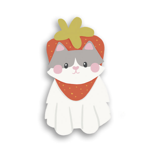 Strawberry Cat Single Sticker