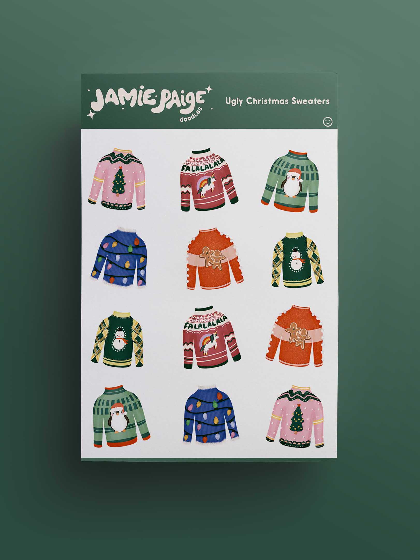 Ugly Christmas Sweater Sticker Sheet