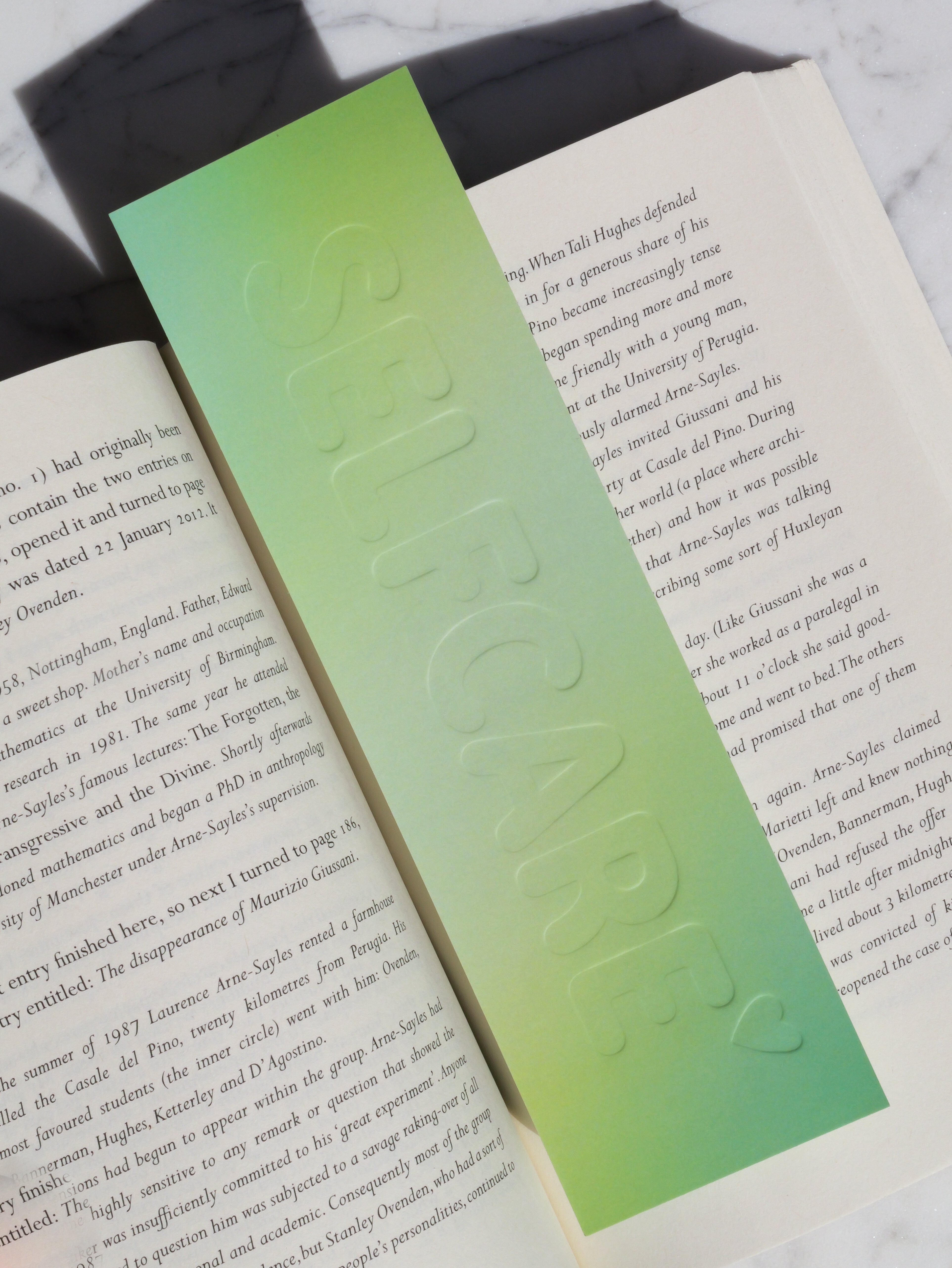 Self Care Letterpress Bookmark